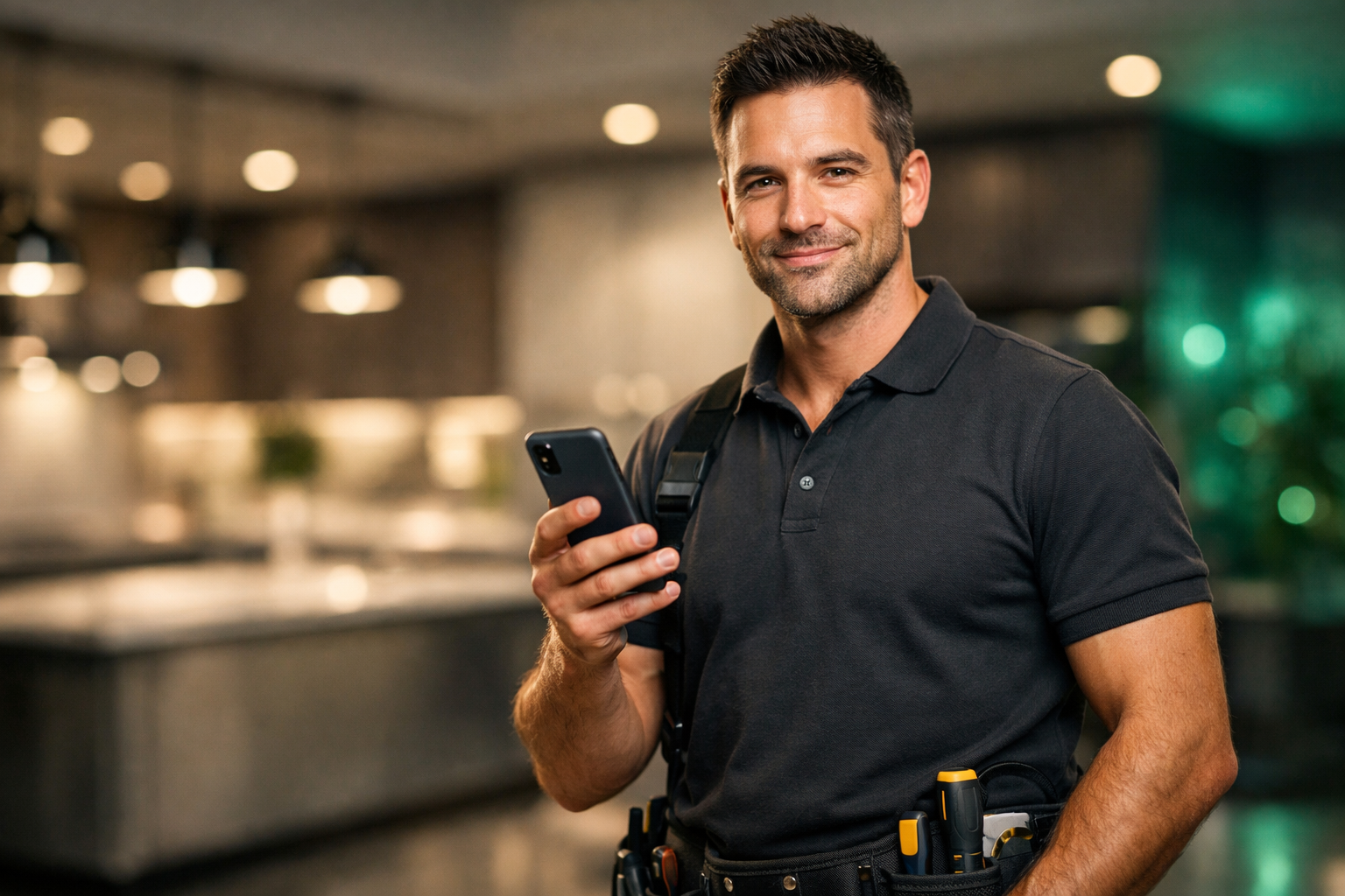 Profissional com celular